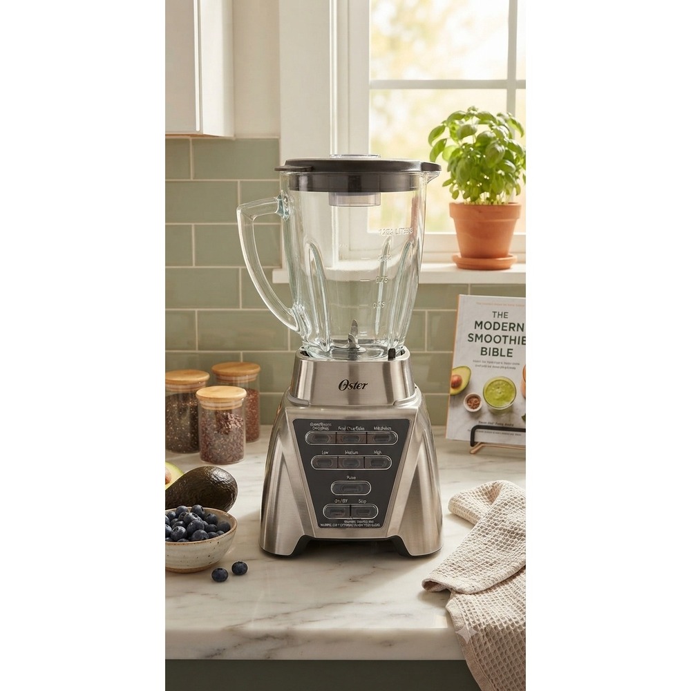 Oster BLSTMB Brushed Stainless Steel Blender 6 Cup Glass Jar 7.5A 120V